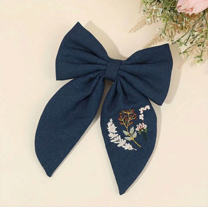 Enchanting Navy Floral Bow - Lolo Viv Boutique