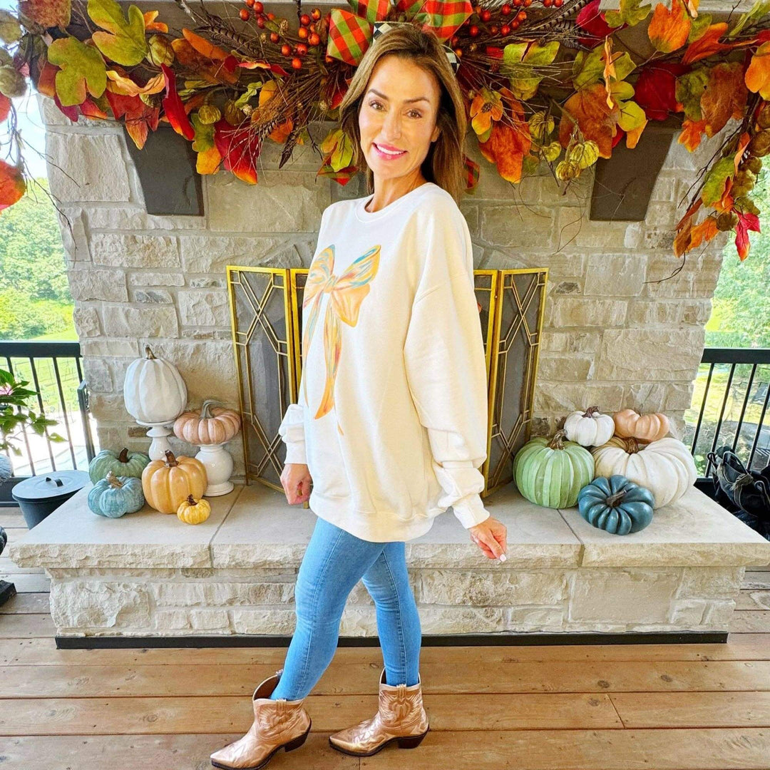 Golden Grace Bow Sweatshirt - Reg & Curvy