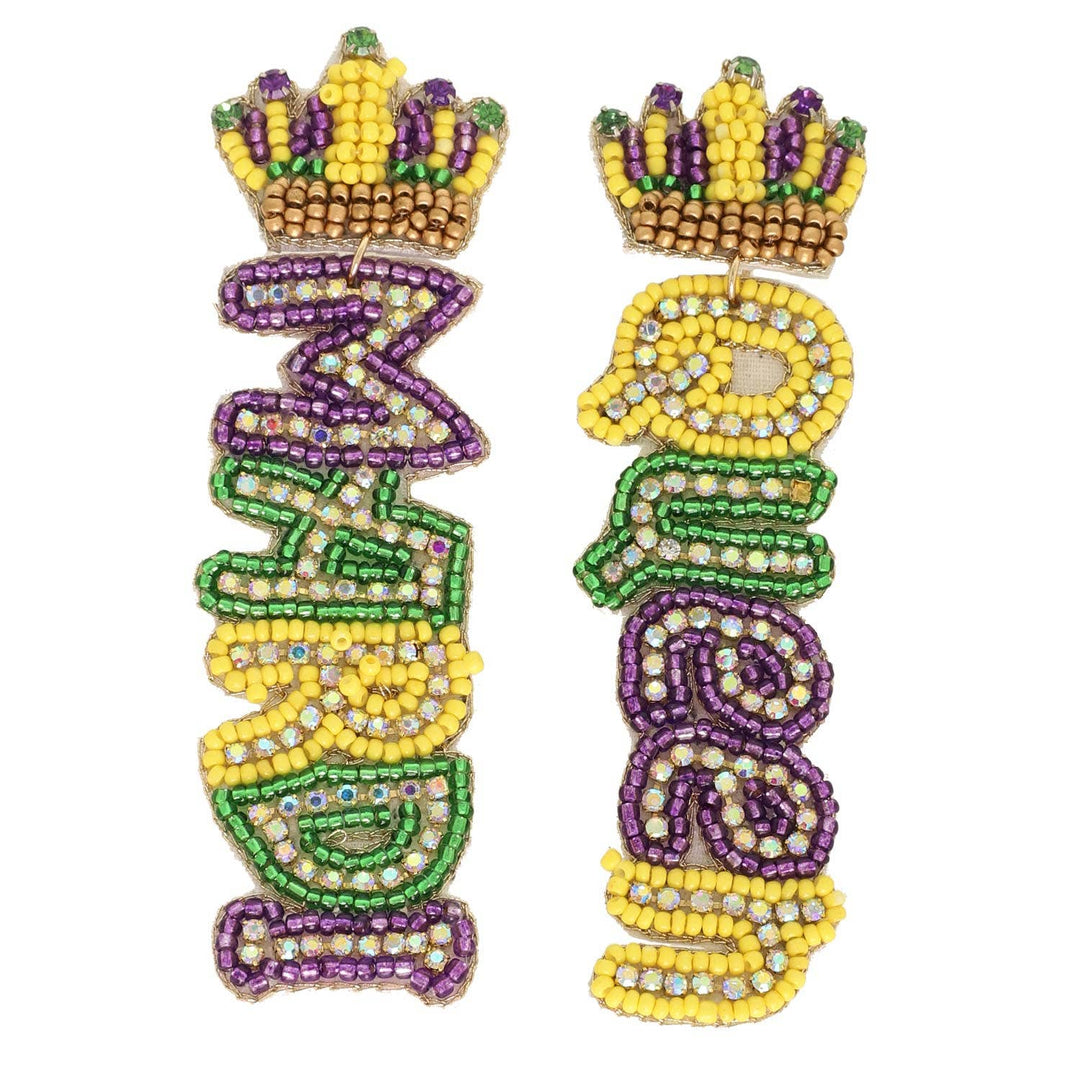 The Mardi Queen Beaded Earrings