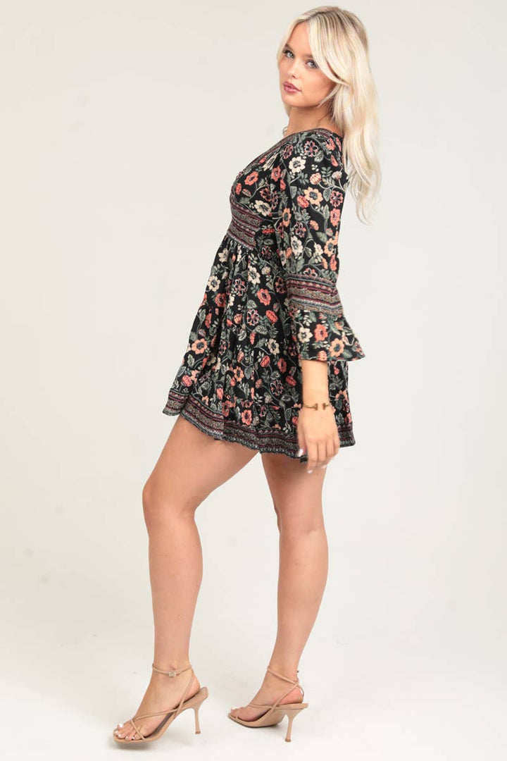 *PREORDER* Midnight Garden Twist Front Dress