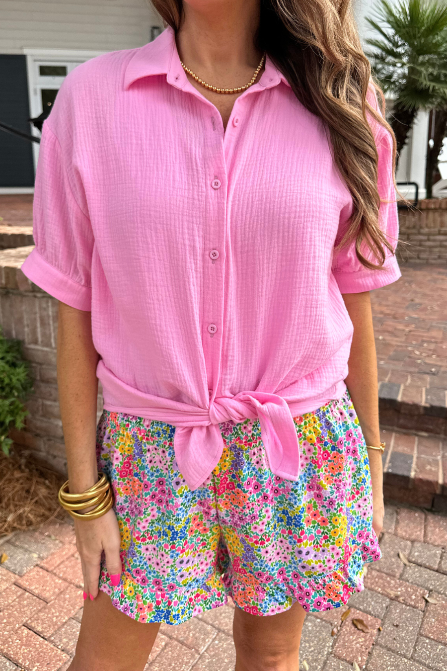 The Blush Breeze Gauze Button-Down - Reg & Curvy