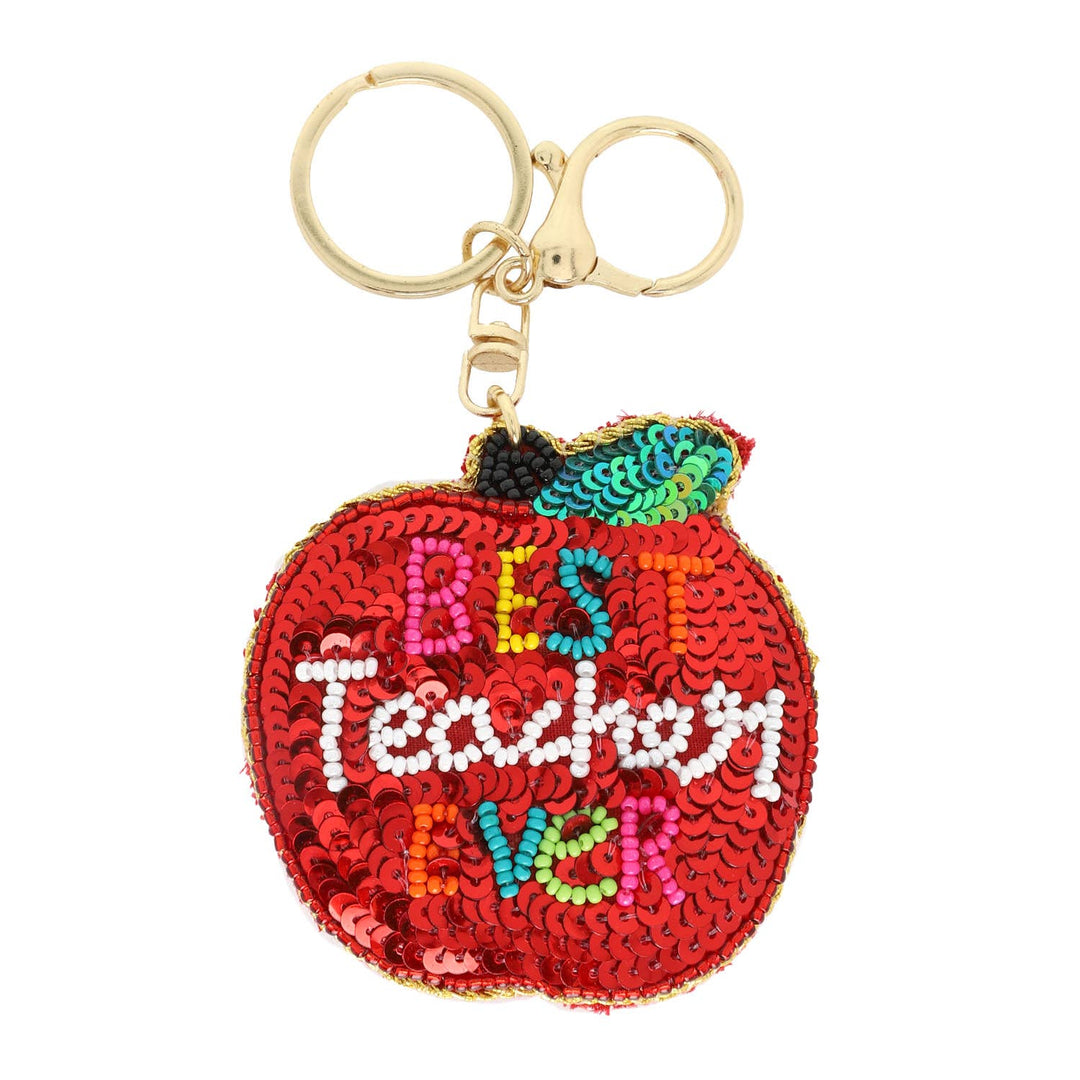 Best Teacher Ever Beaded Keychain