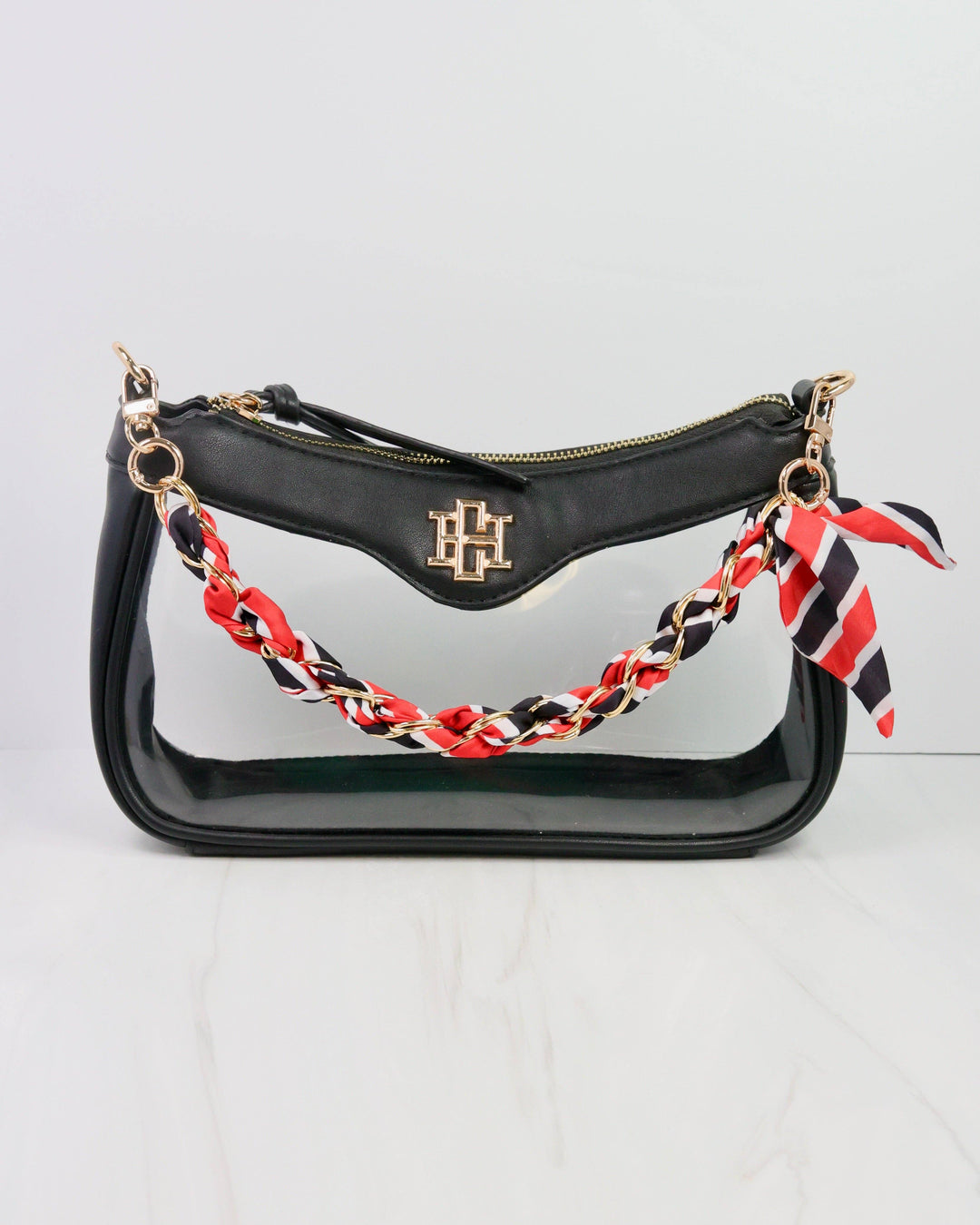 The Power Play Purse Chain – Black & Red Stripe