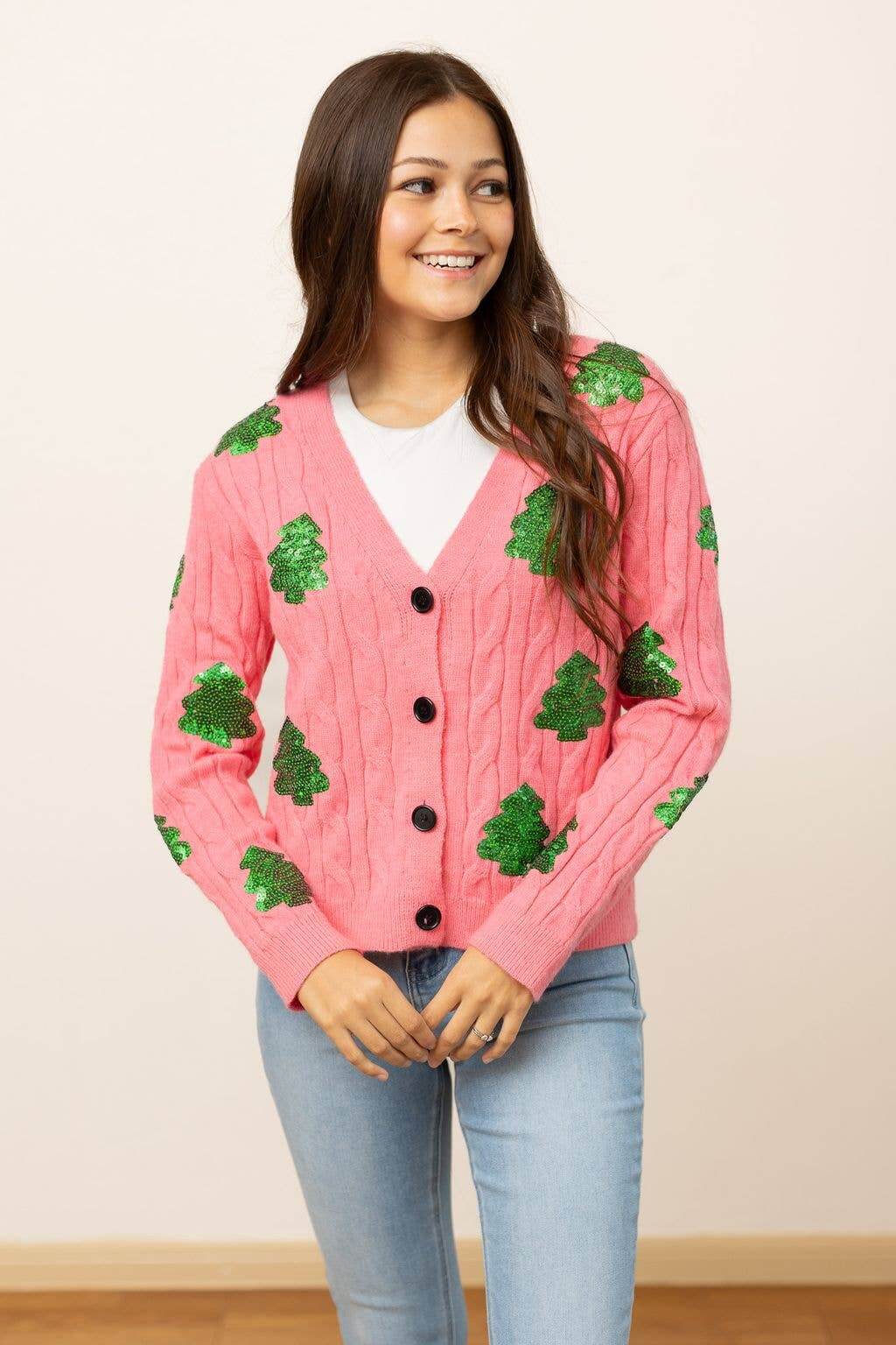 Sequin Evergreen Cardigan - Curvy