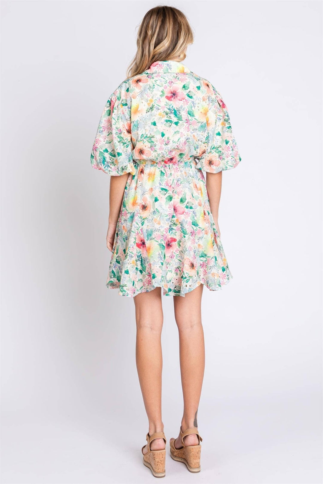 Floral Button Up Eyelet Dress - Curvy - Lolo Viv Boutique