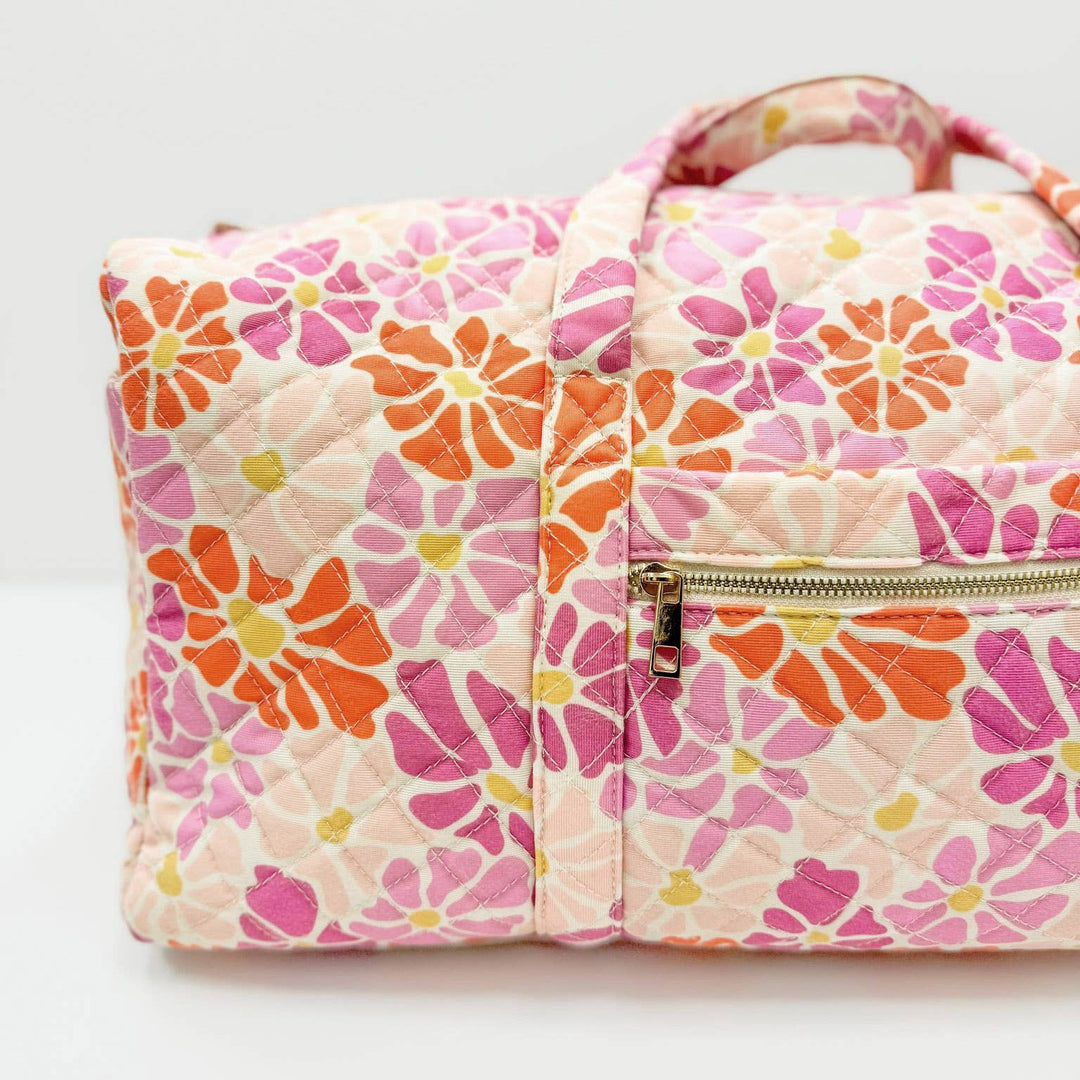 Floral Pattern Quilted Duffle Bag - Lolo Viv Boutique