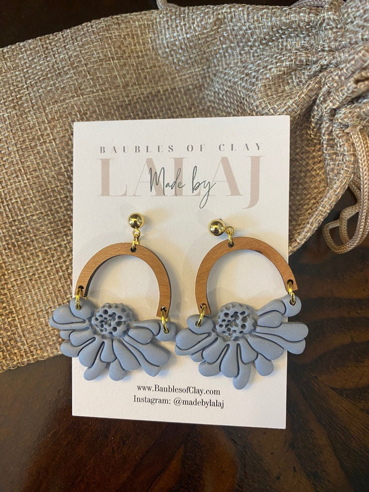 Flower Arch Clay & Wooden Earrings - Lolo Viv Boutique