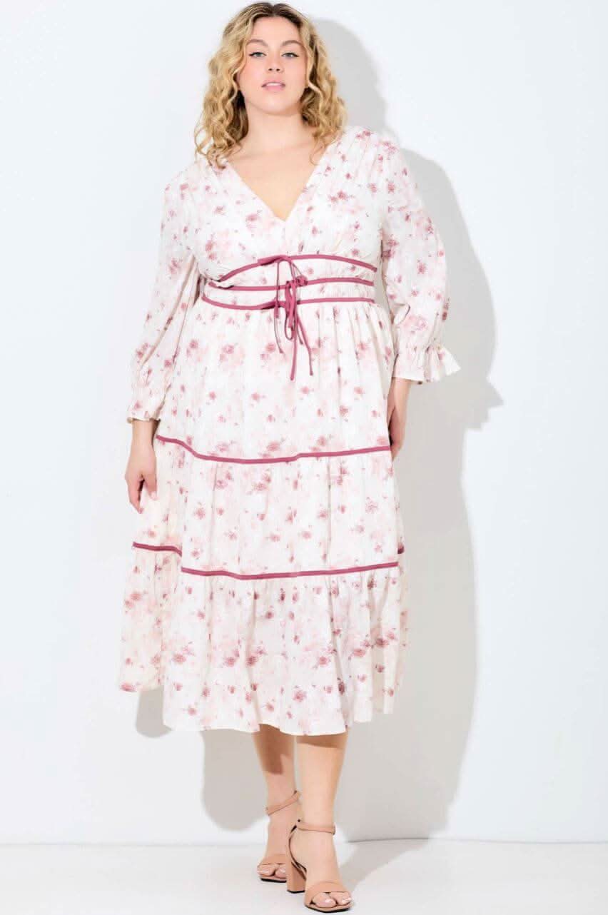 Flower Midi Dress - Reg & Curvy - Lolo Viv Boutique