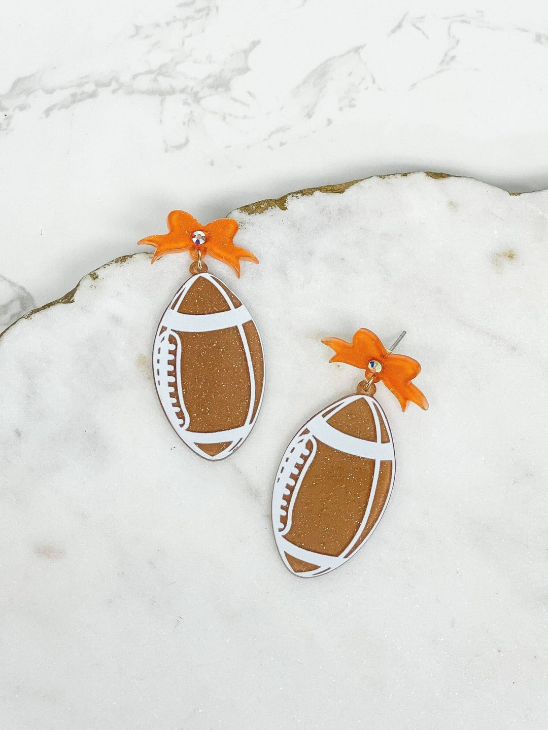 Football Bow Drop Earrings - Lolo Viv Boutique