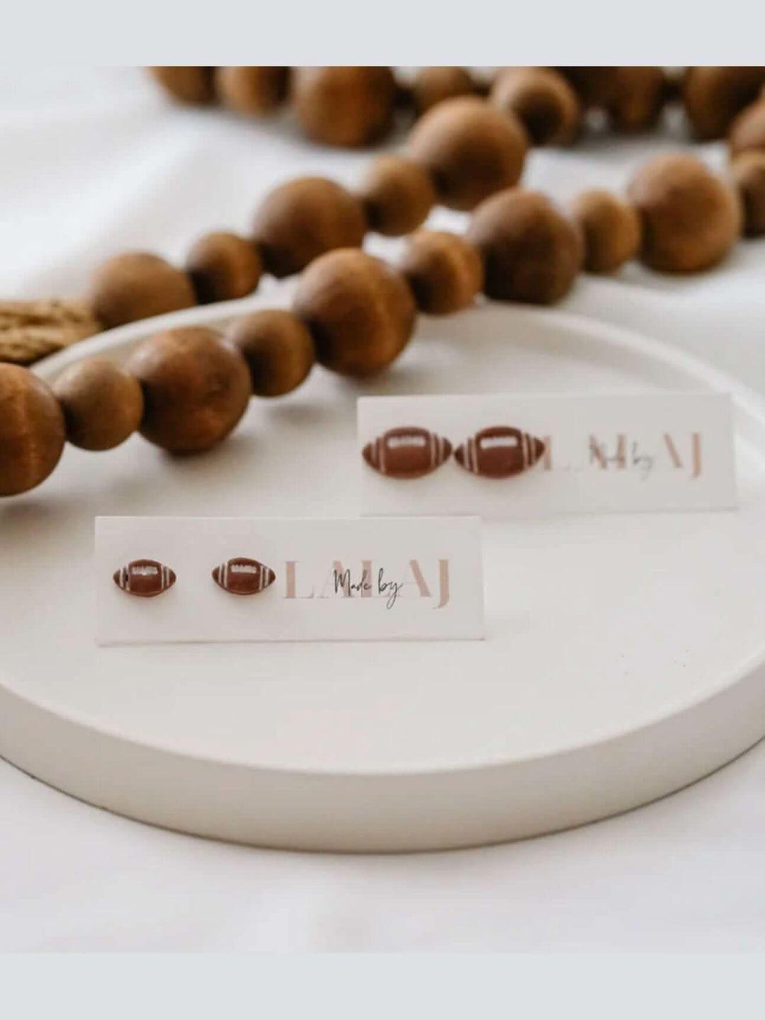 Football Stud Handmade Clay Earrings - 2 Sizes - Lolo Viv Boutique
