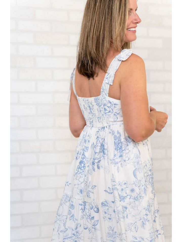 FRUIT BLOSSOM TIERED MIDI DRESS - Lolo Viv Boutique