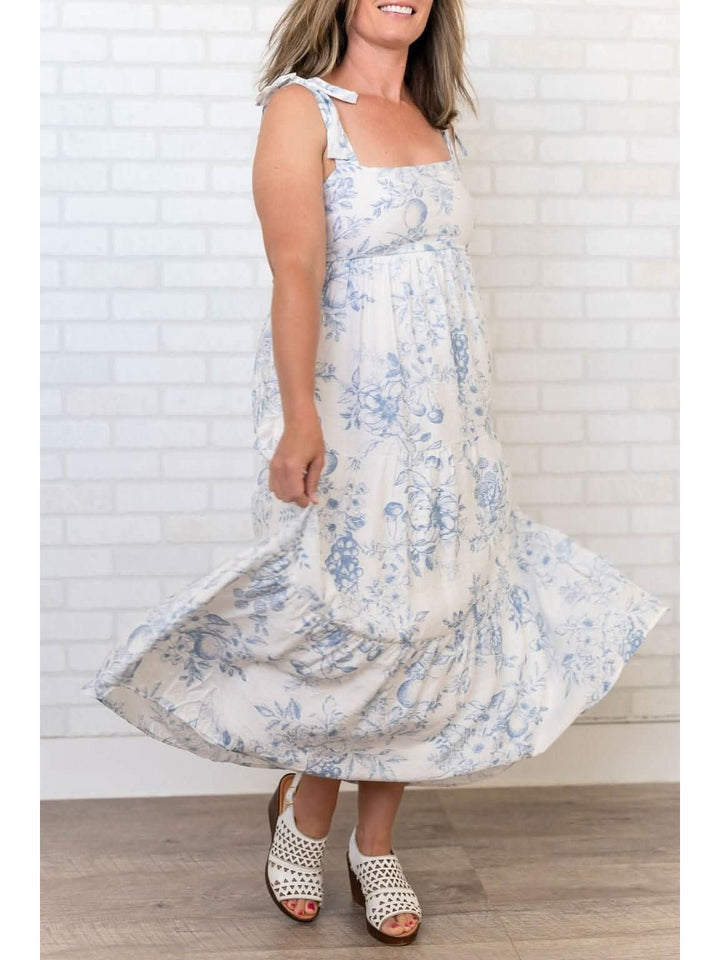 FRUIT BLOSSOM TIERED MIDI DRESS - Lolo Viv Boutique