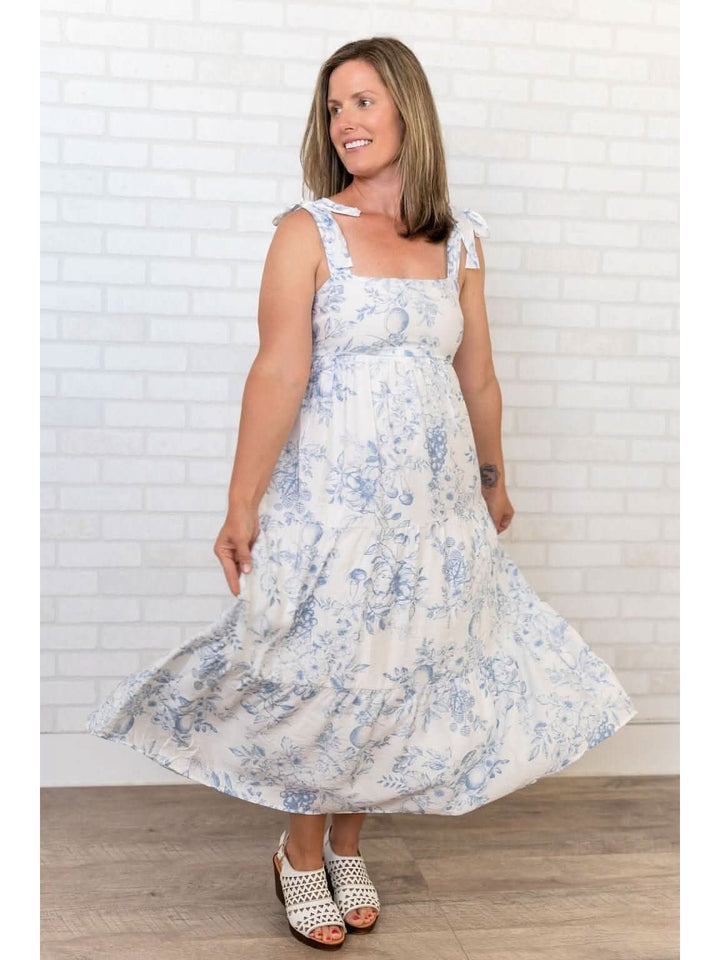 FRUIT BLOSSOM TIERED MIDI DRESS - Lolo Viv Boutique