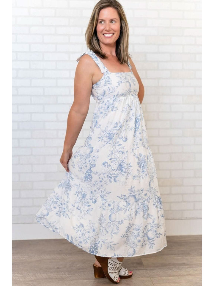 FRUIT BLOSSOM TIERED MIDI DRESS - Lolo Viv Boutique