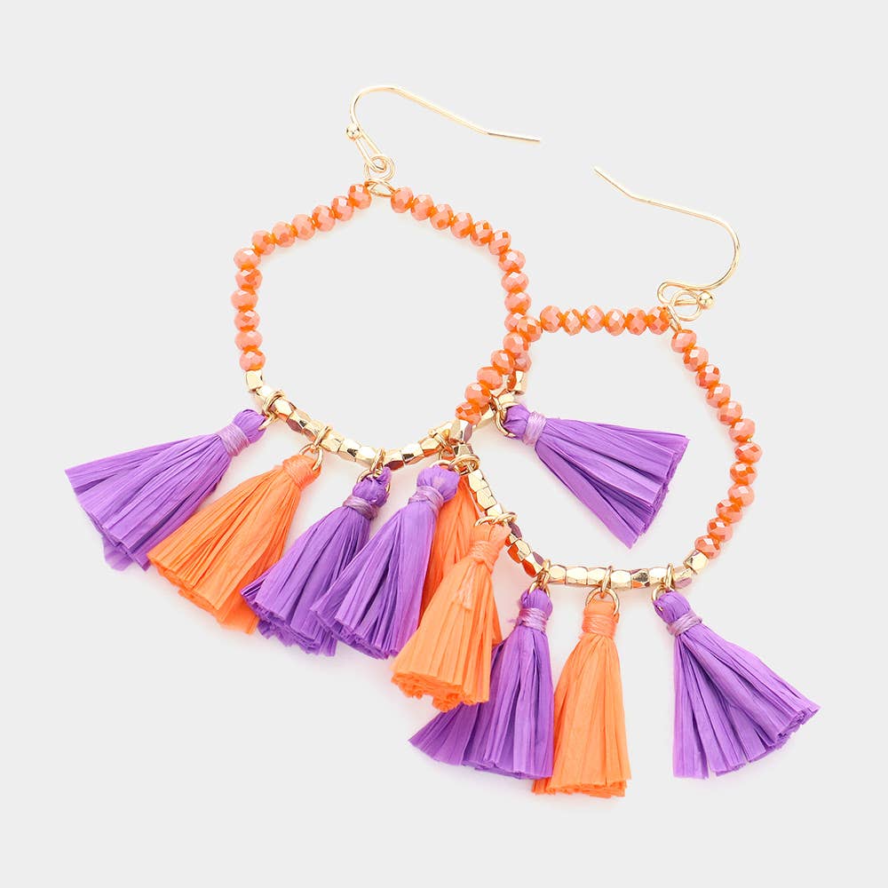 Game Day Hexagon Tassel Earrings in 4 Colors - Lolo Viv Boutique