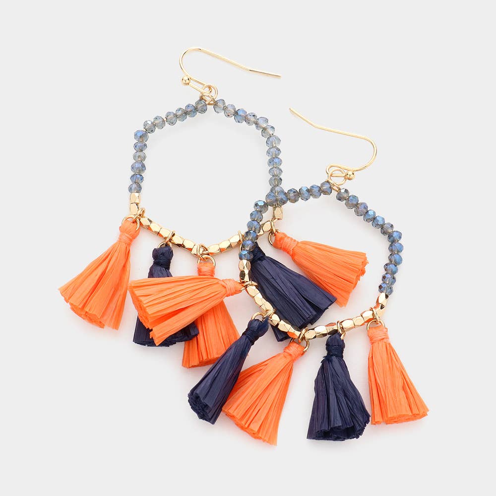 Game Day Hexagon Tassel Earrings in 4 Colors - Lolo Viv Boutique