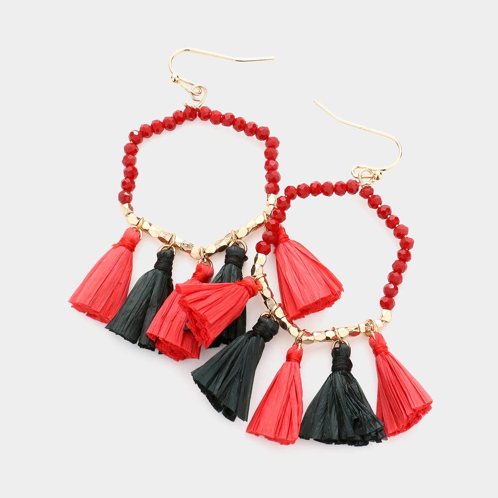 Game Day Hexagon Tassel Earrings in 4 Colors - Lolo Viv Boutique