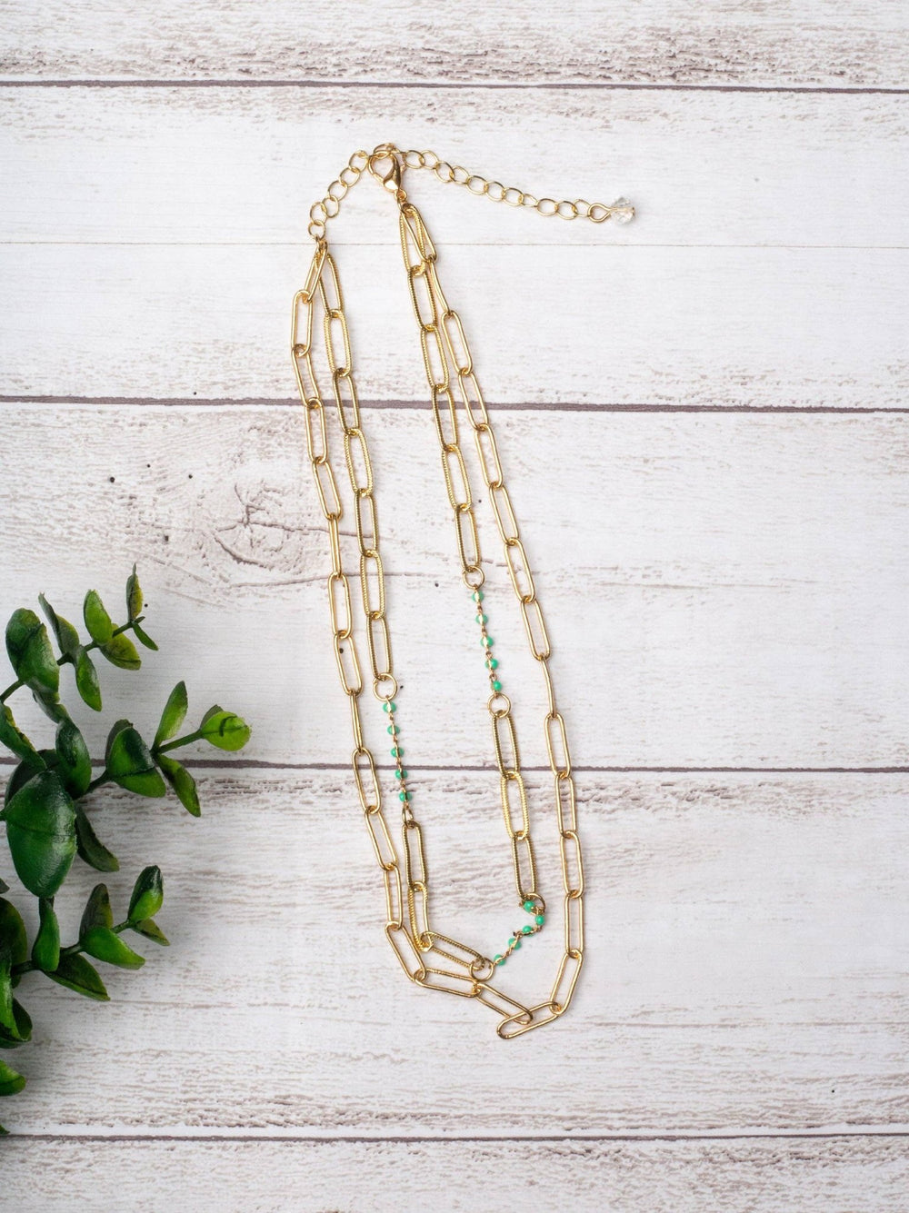 Golden Turquoise Link Necklace - Lolo Viv Boutique