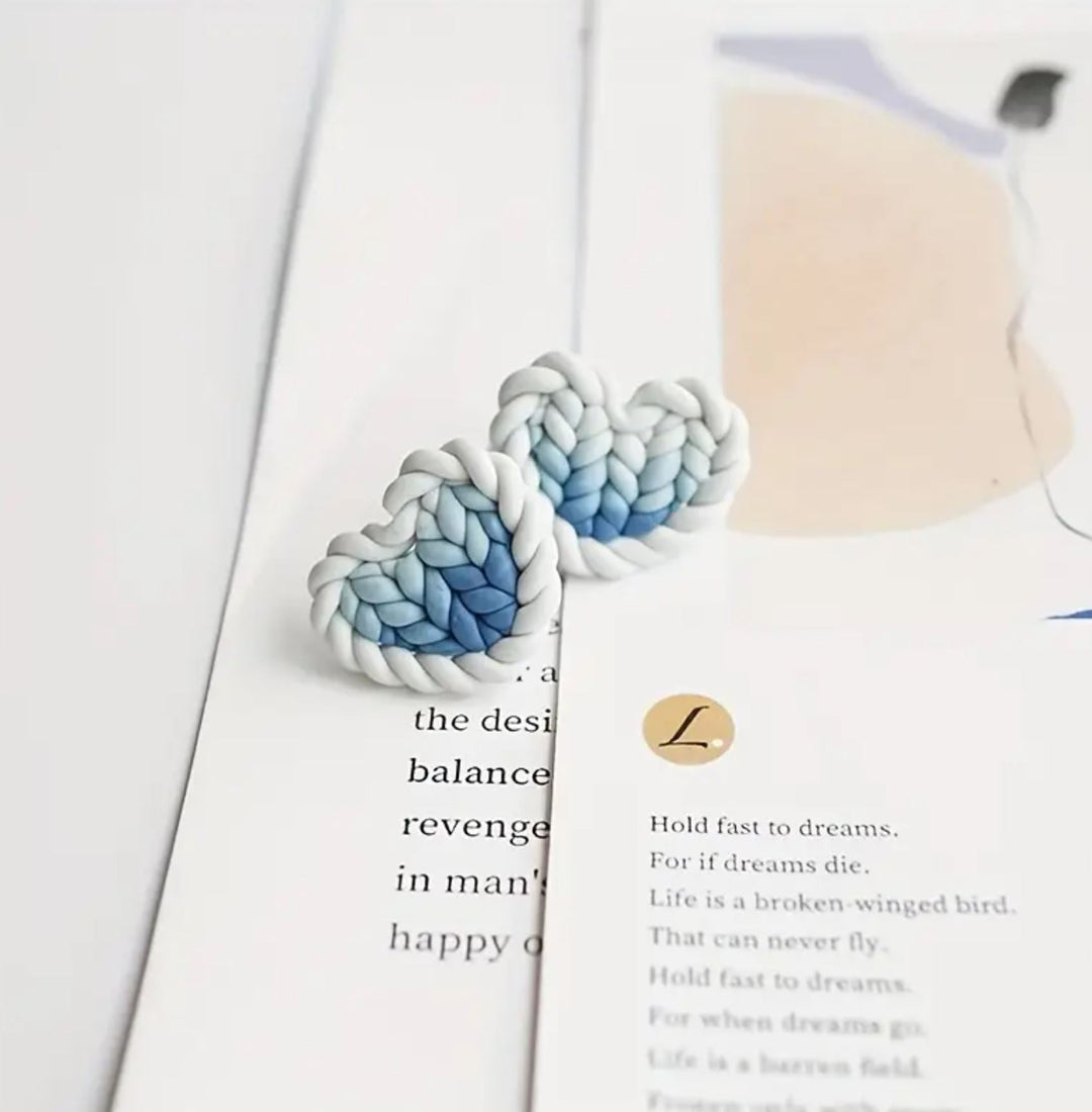 Gradient Blue Heart Weave Earrings - Lolo Viv Boutique