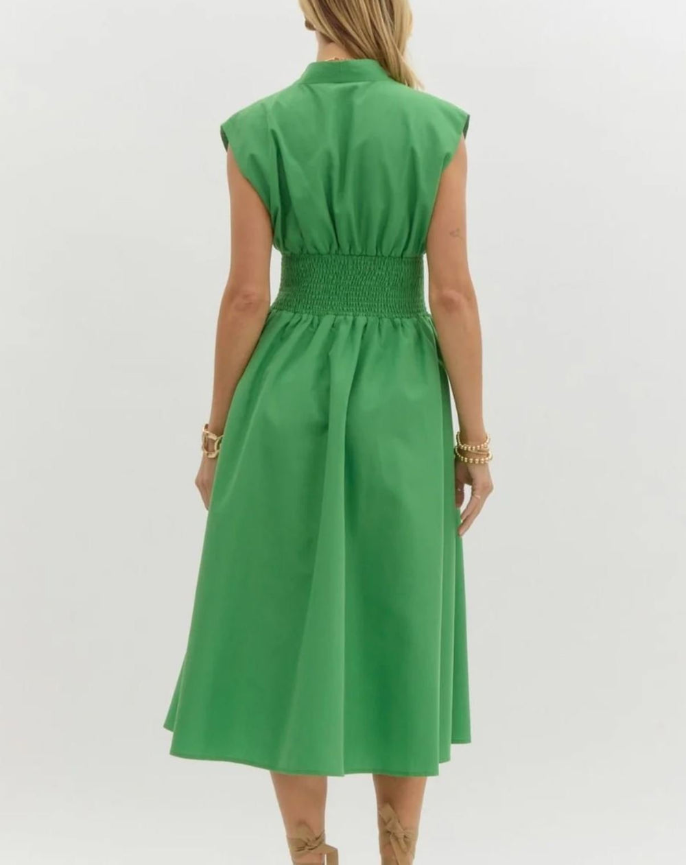 Green Zip Up Midi Dress - Reg & Curvy - Lolo Viv Boutique