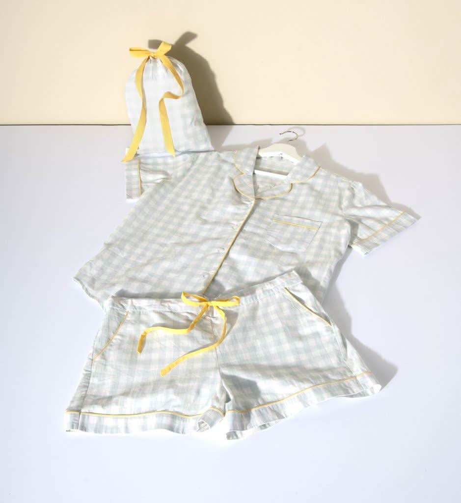 Grey and White Plaid Pajama Set - Curvy - Lolo Viv Boutique
