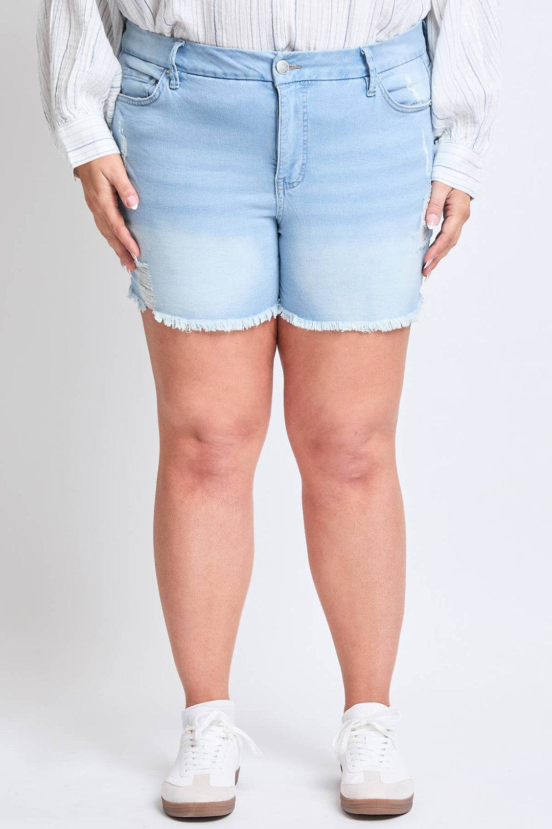High - Rise Frayed Hem Shorts - Curvy - Lolo Viv Boutique