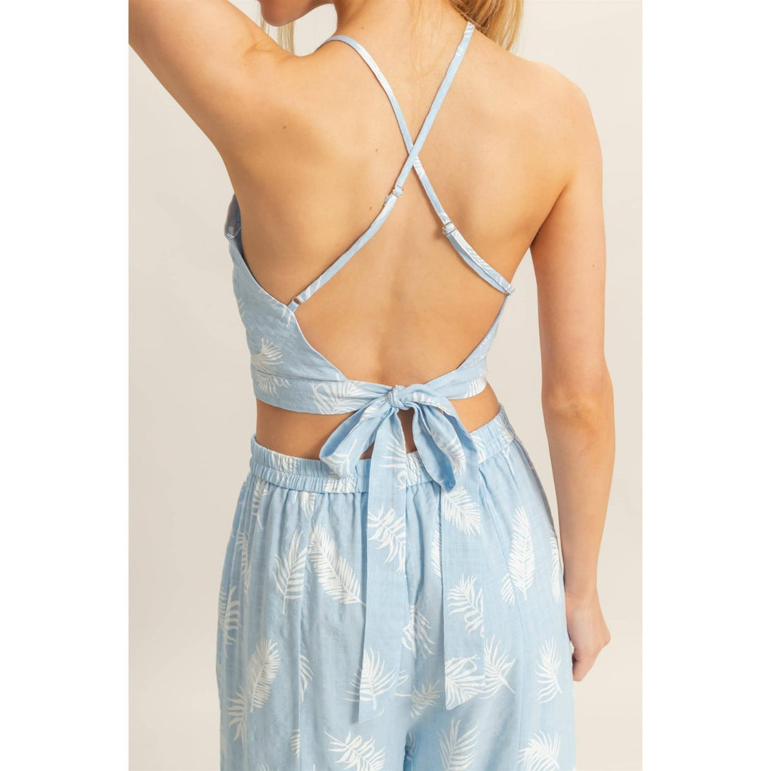 Leaf Halter Neck Top And Pants Set - Lolo Viv Boutique