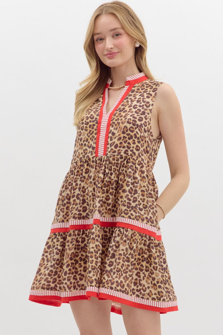 Leopard Dress with Colorblock Details - Reg & Curvy - Lolo Viv Boutique