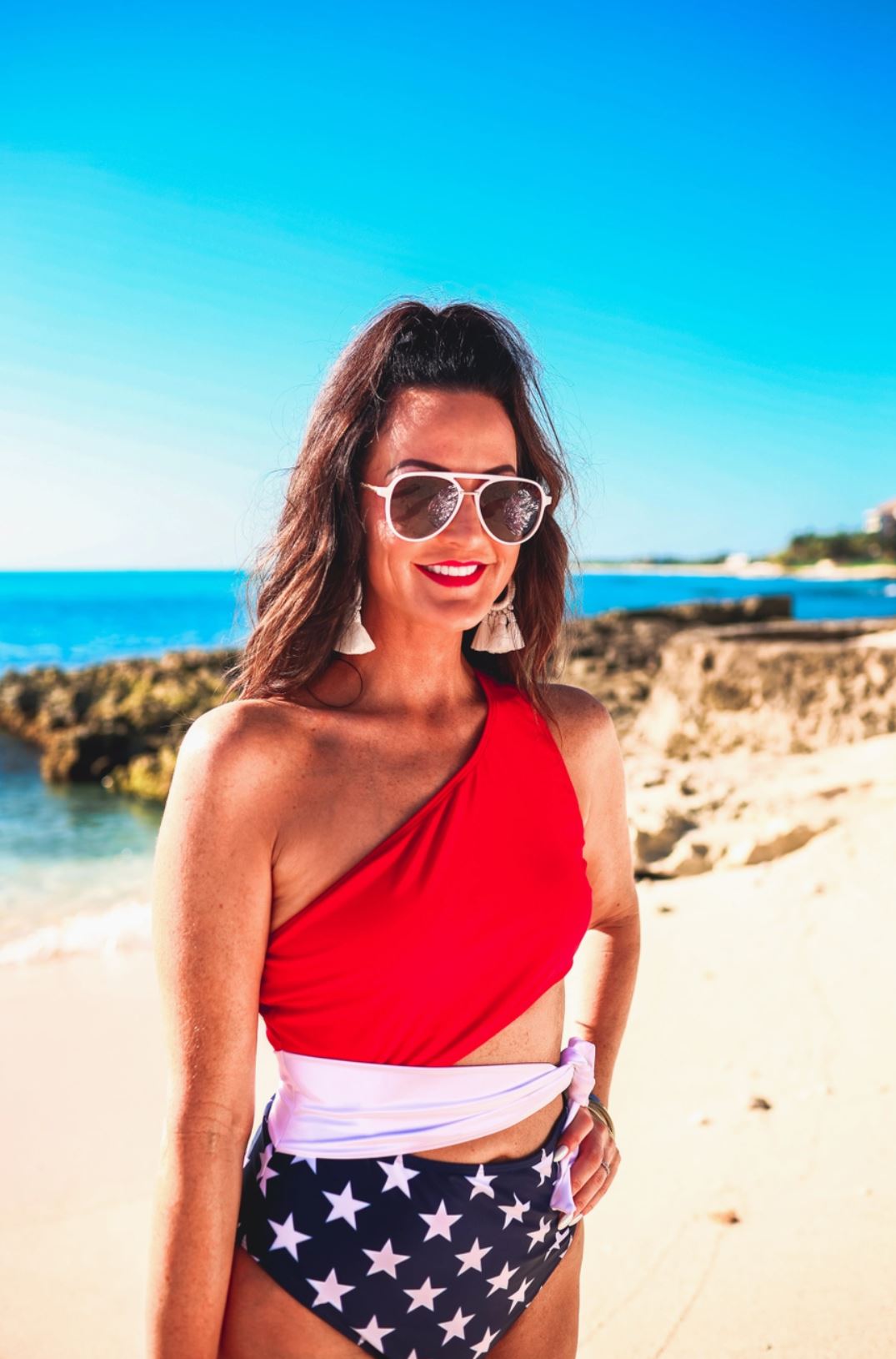 Liberty Stars Tie Swimsuit - Curvy - Lolo Viv Boutique