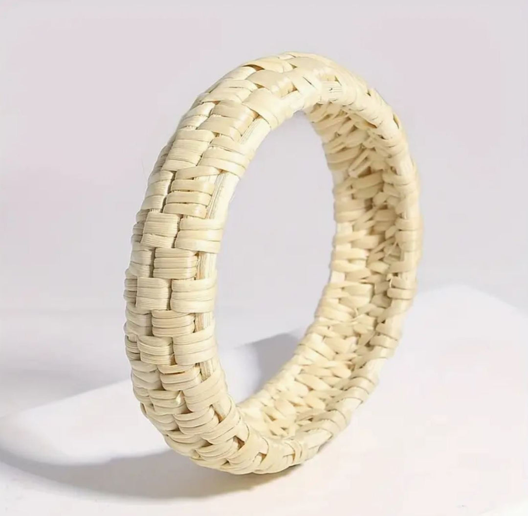 Light Rattan Woven Bangle Bracelet - Lolo Viv Boutique
