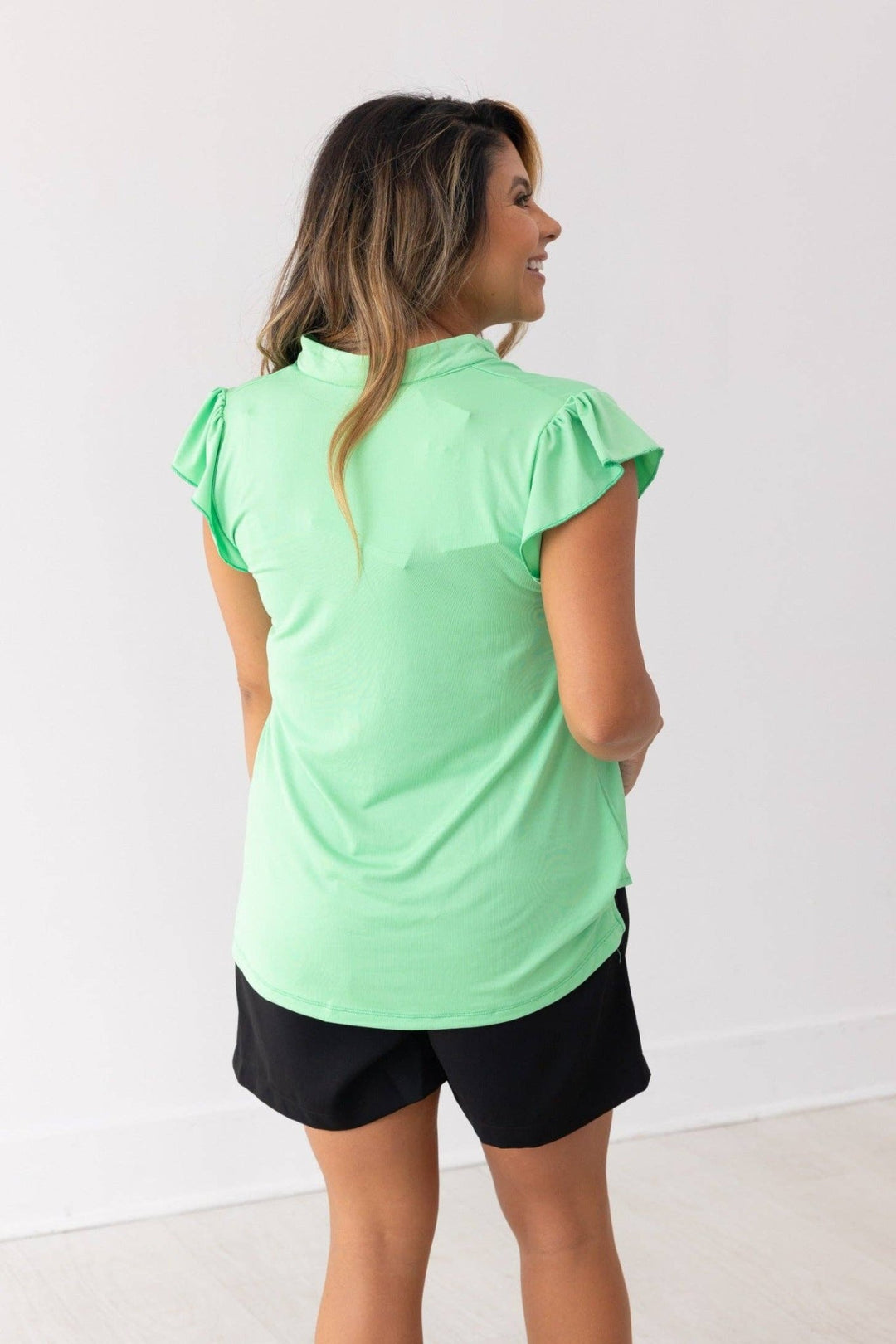 Lime Green V - Neck Top - Reg & Curvy - Lolo Viv Boutique