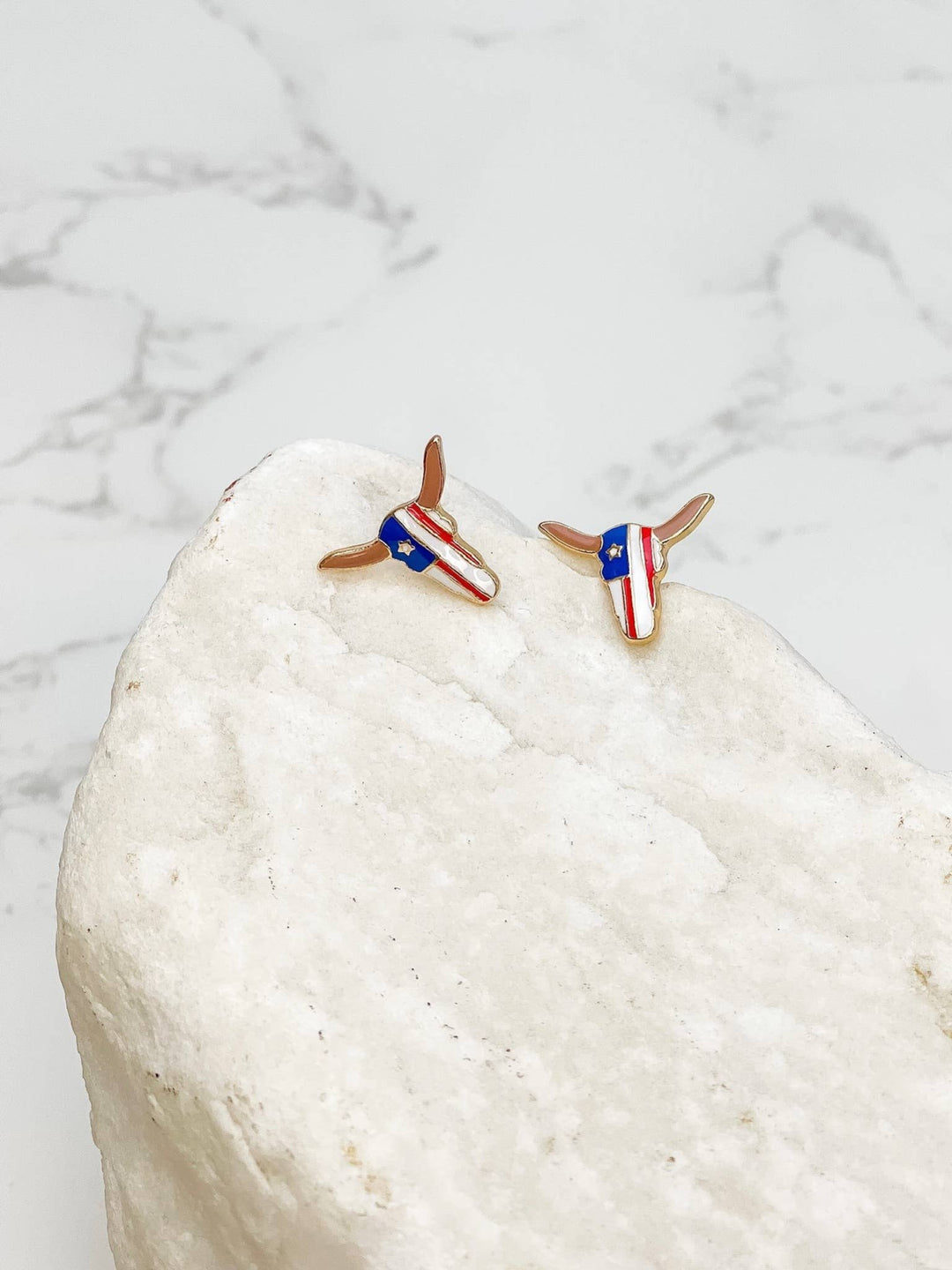 Longhorn Enamel Stud Earrings - Lolo Viv Boutique