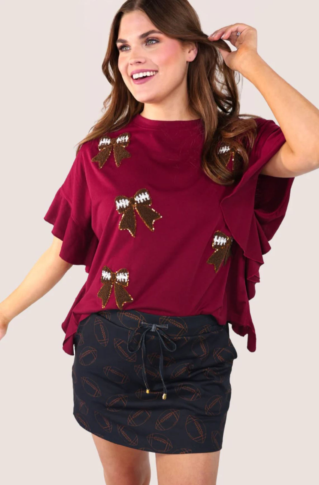 Maroon Reign Ruffle Top - Reg & Curvy