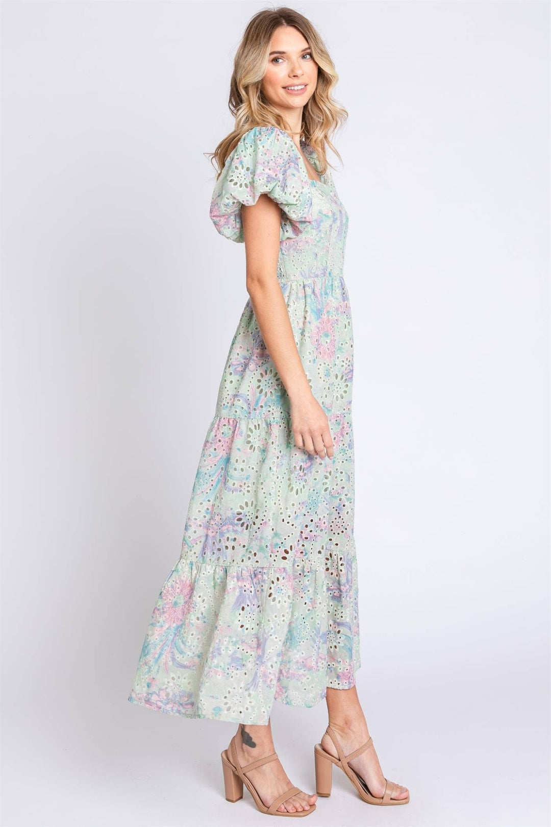 Multicolor Eyelet Lace Midi Dress - Curvy - Lolo Viv Boutique