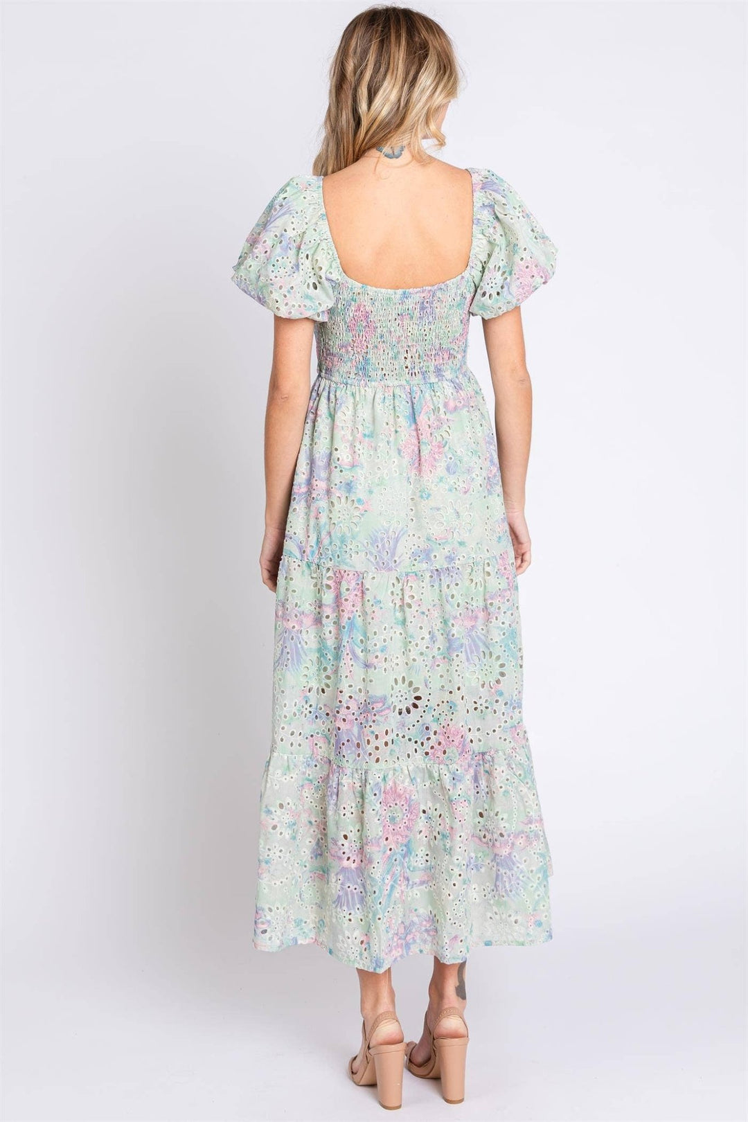 Multicolor Eyelet Lace Midi Dress - Curvy - Lolo Viv Boutique