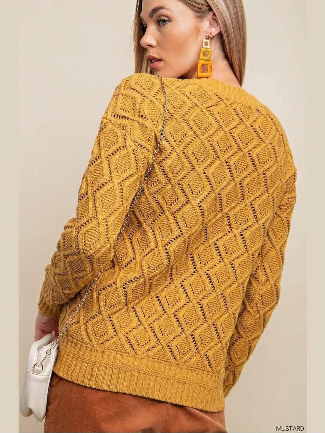 Mustard Cable Knit Sweater