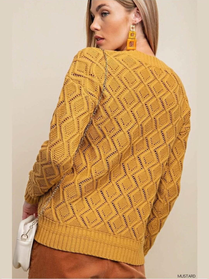 Mustard Cable Knit Sweater