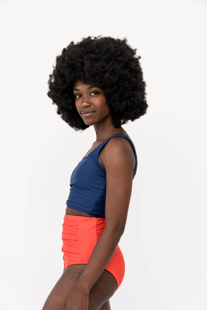 Navy Square Neck Cropped Swim Top - Reg & Curvy - Lolo Viv Boutique