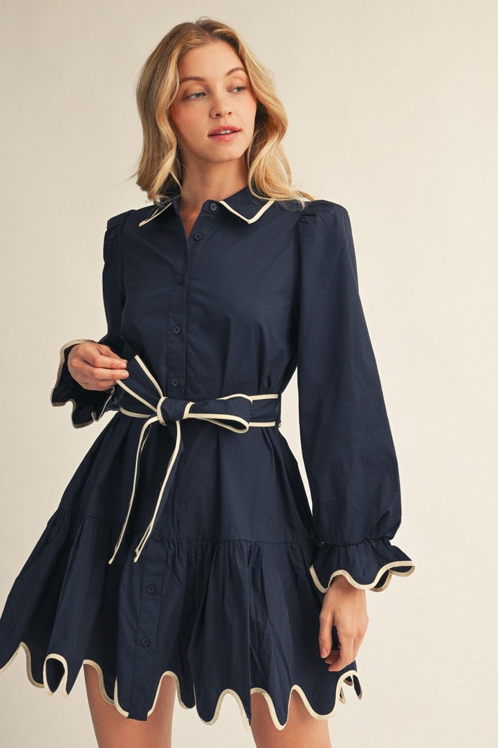 *PREORDER* Scalloped in Navy Dress