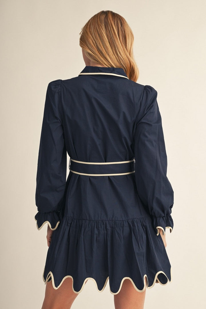 *PREORDER* Scalloped in Navy Dress