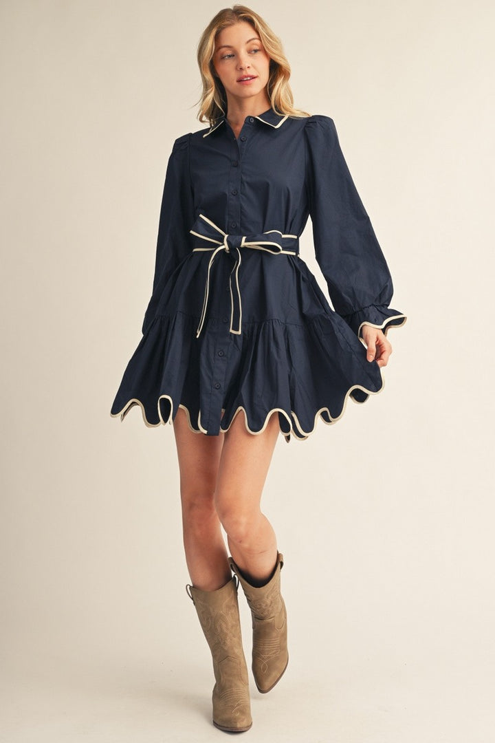 *PREORDER* Scalloped in Navy Dress
