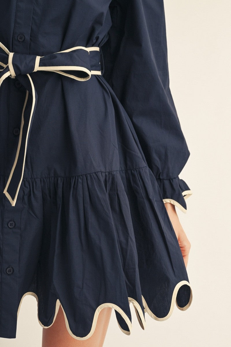 *PREORDER* Scalloped in Navy Dress