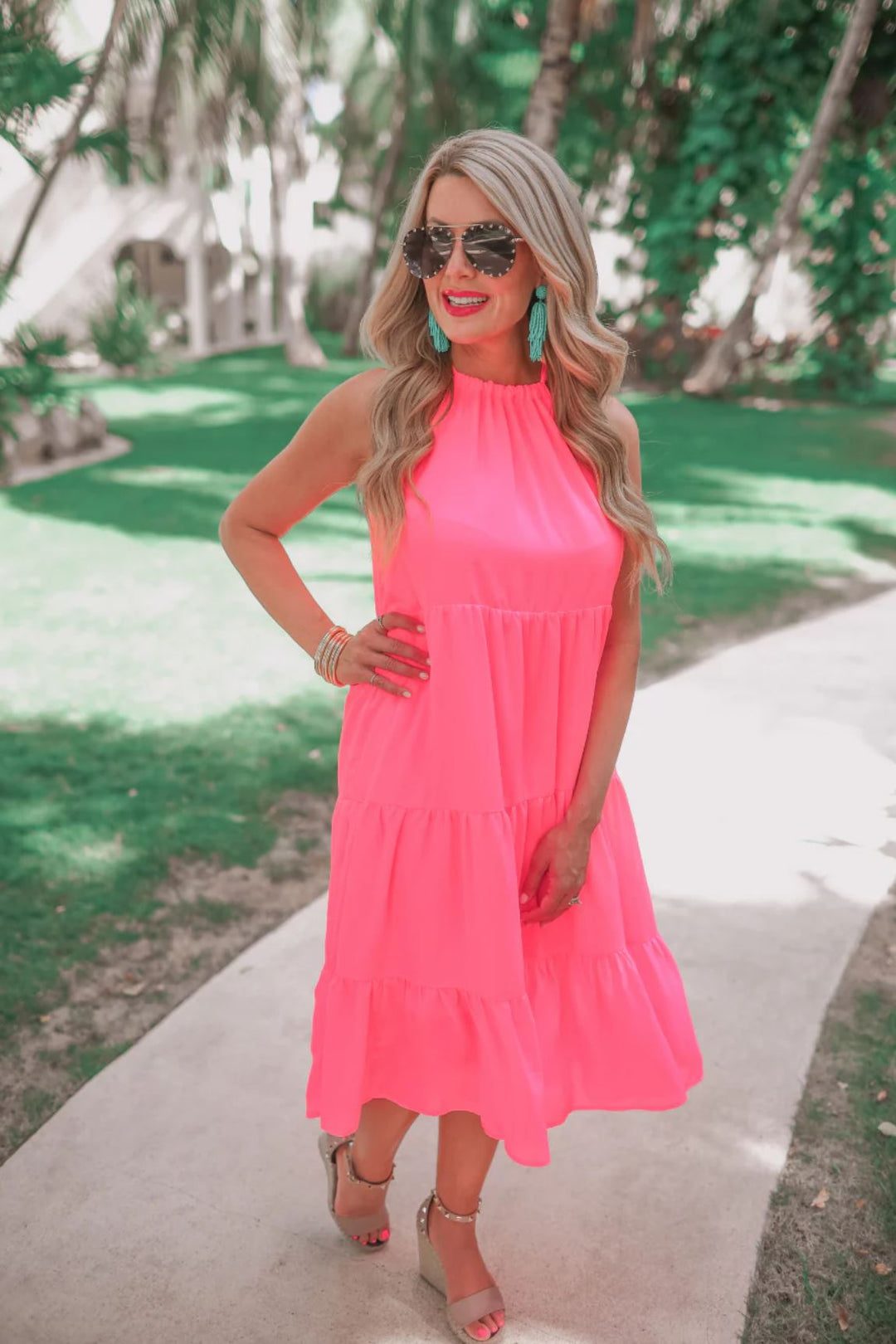 Neon Halter Dress - Reg & Curvy - Lolo Viv Boutique