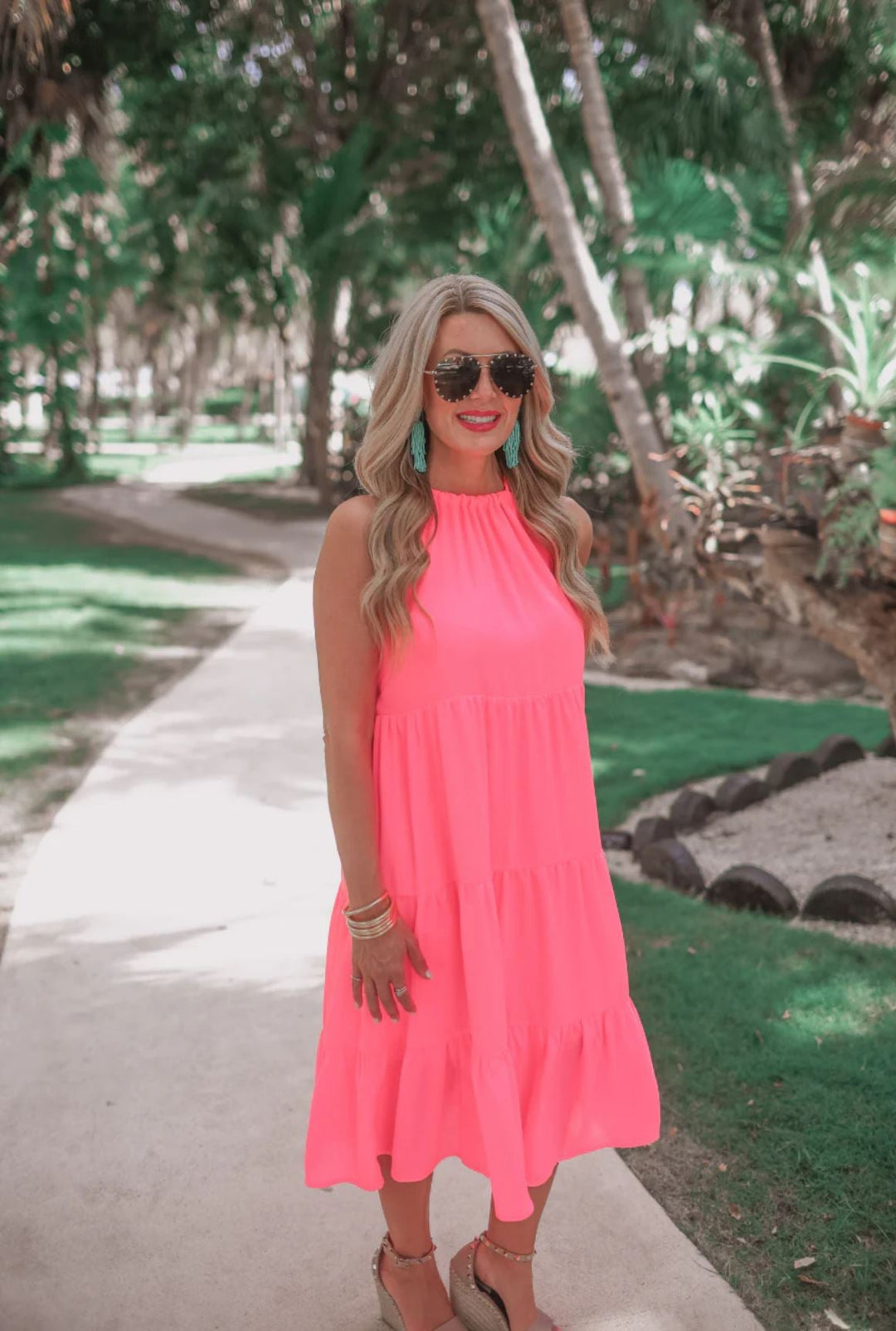 Vibrant Neon Halter Dress - Reg & Curvy Sizes Vibrant Neon Halter Dress - Reg & Curvy Sizes