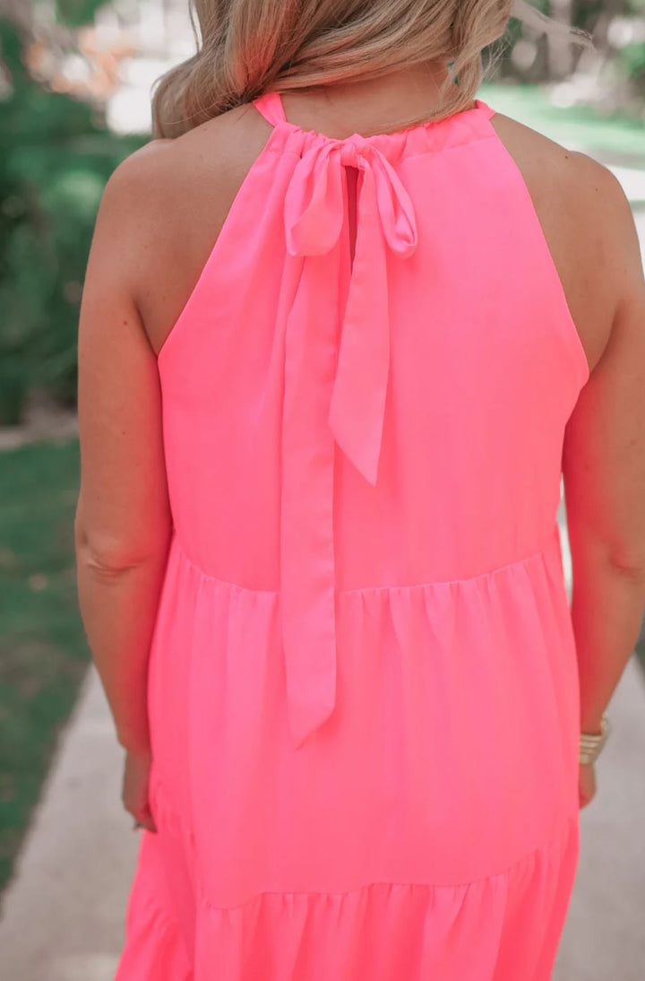 Neon Halter Dress - Reg & Curvy - Lolo Viv Boutique