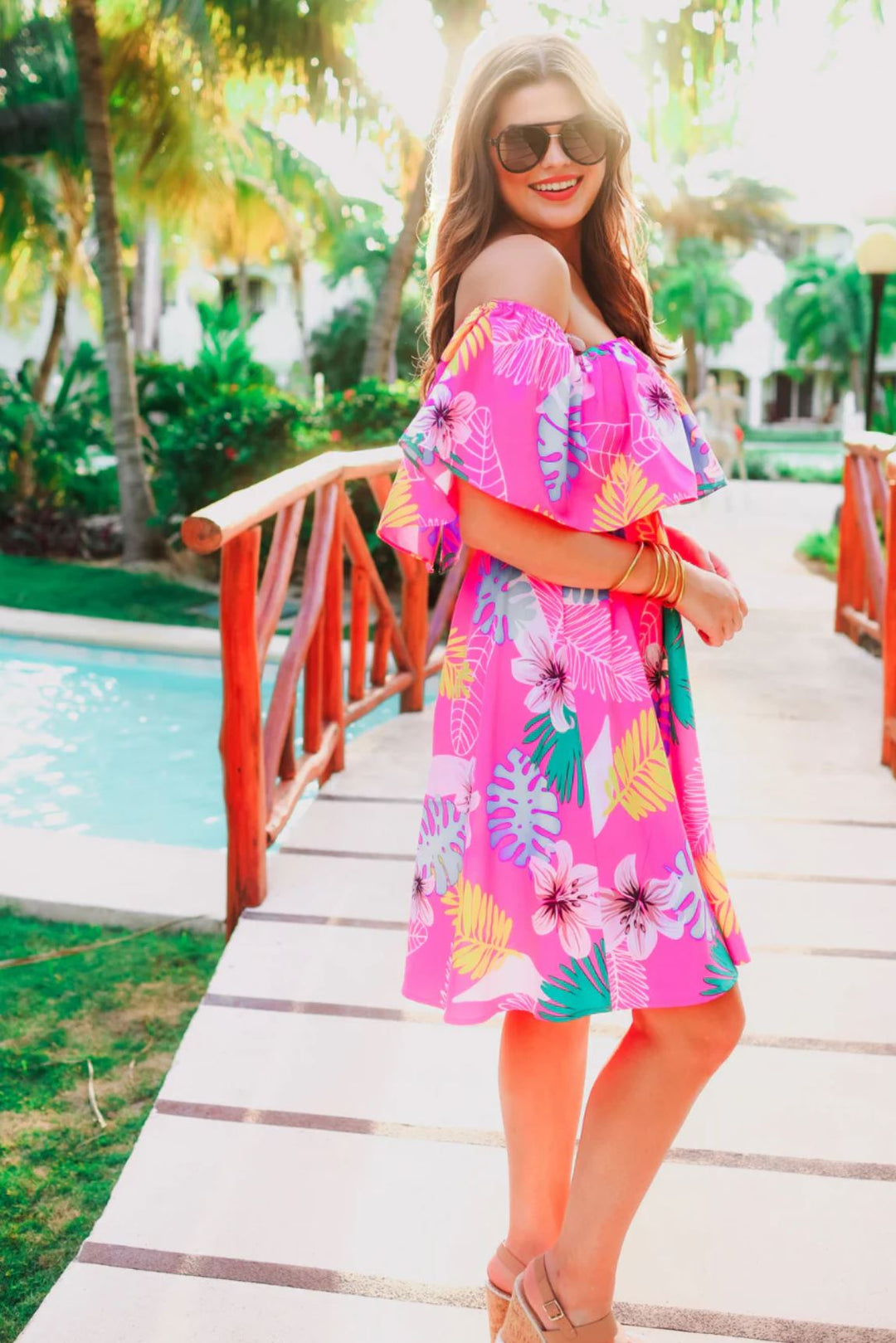 Off the Shoulder Tropical Dress - Reg & Curvy - Lolo Viv Boutique