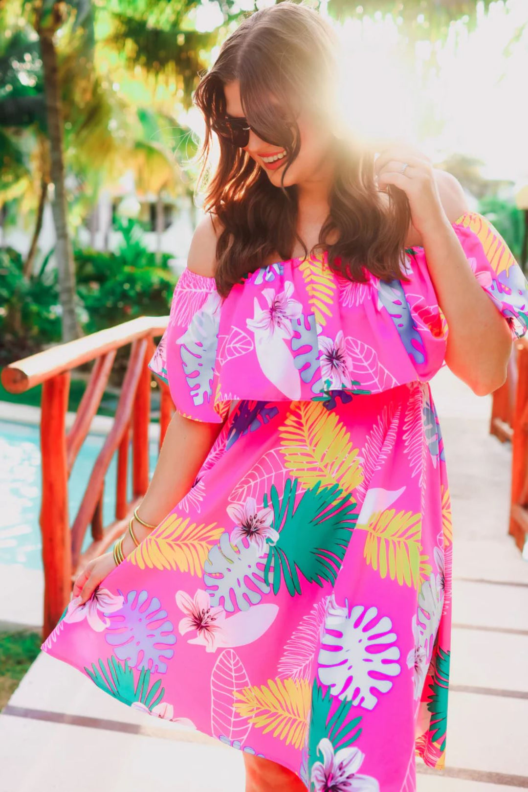 Off the Shoulder Tropical Dress - Reg & Curvy - Lolo Viv Boutique