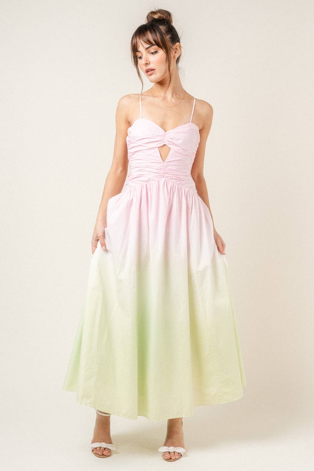 Ombre Maxi Sundress with Front Cut Out - Lolo Viv Boutique