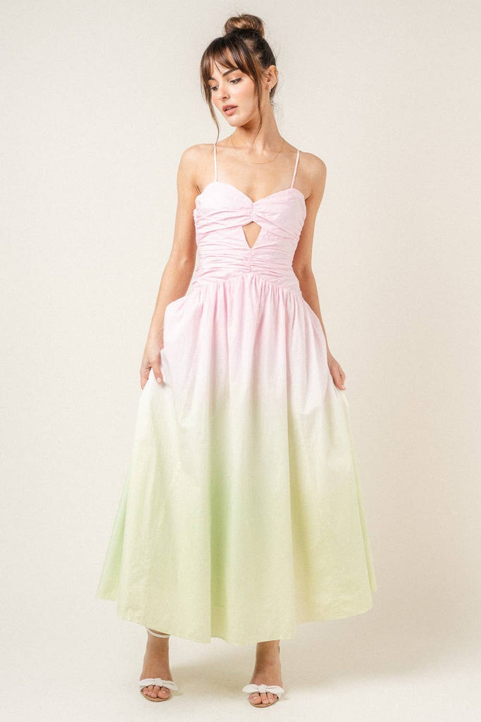 white christmas dresses Sunset Muse Ombre Mesh Cutout Maxi Dress main image 0