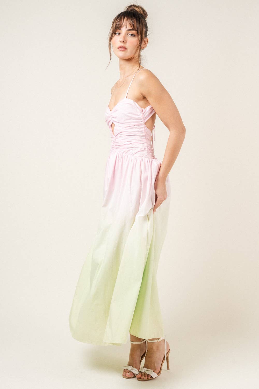 Ombre Maxi Sundress with Front Cut Out - Lolo Viv Boutique